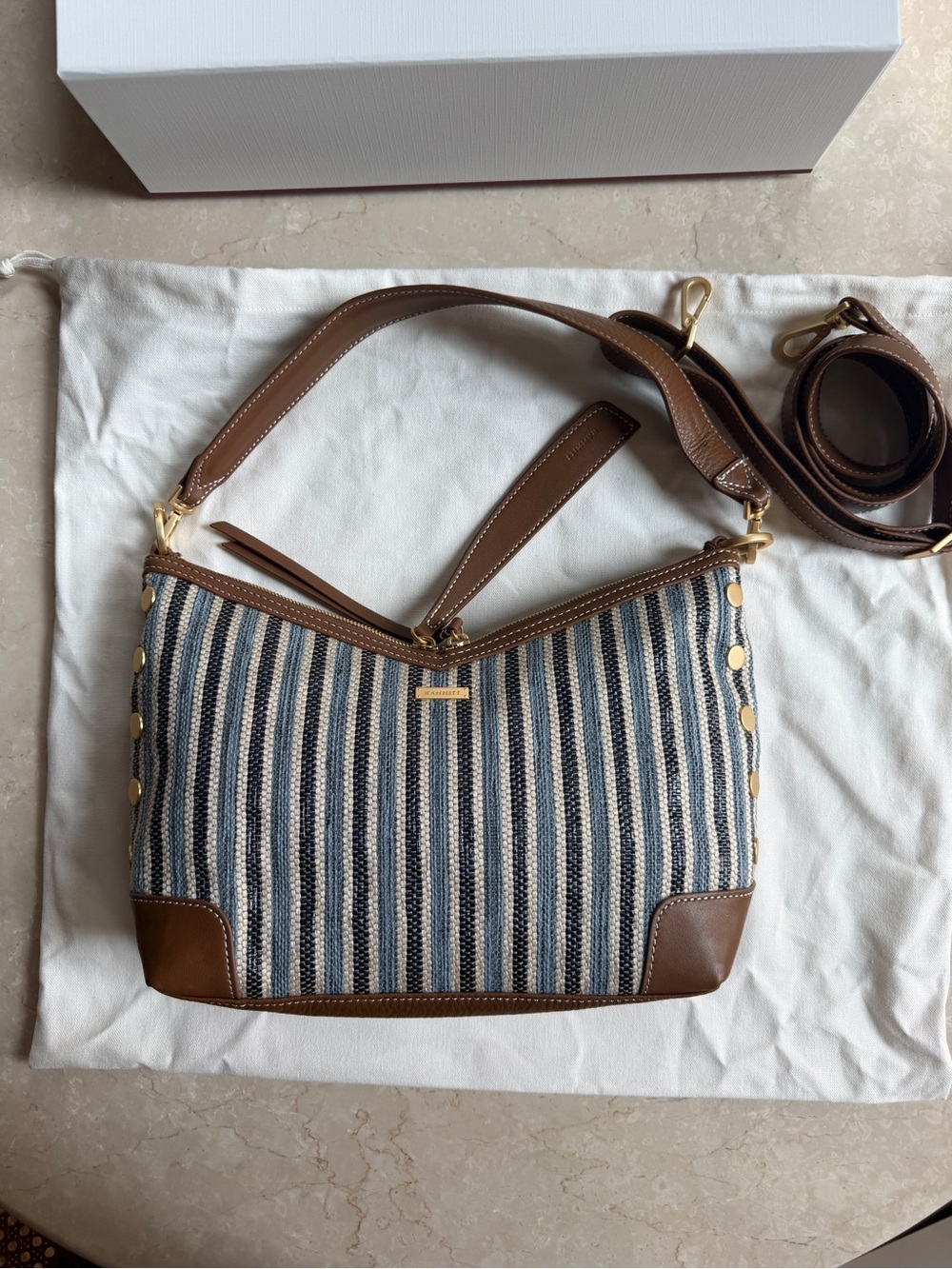 Hammitt Grace Cabana Blue Stripe Shoulder Bag